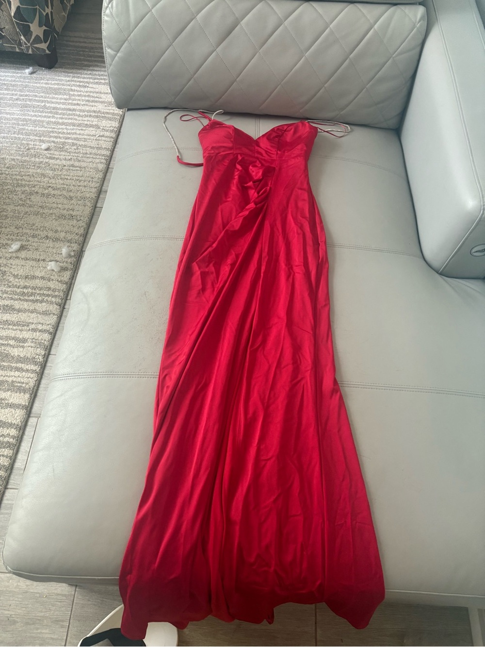 Red Satin Slip Maxi Dress with Sweetheart Neckline